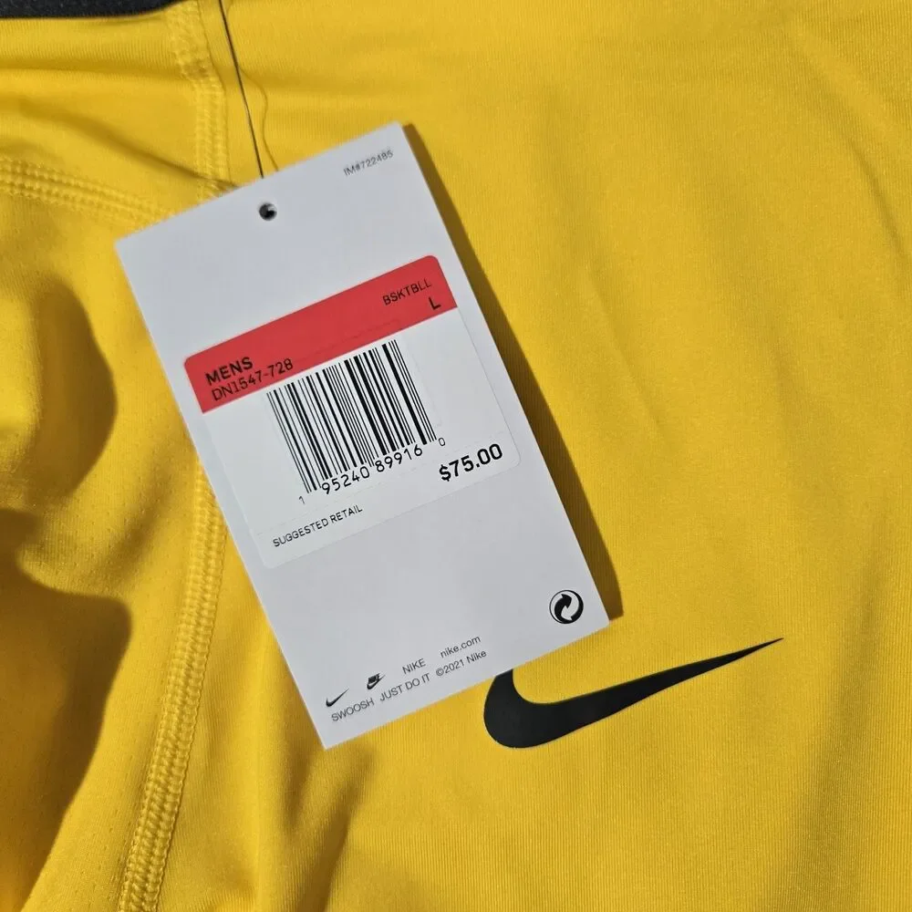 Nike Pro NBA Player Issued 3/4 Compression Tights Yellow DN1547 Mens Large $75 L